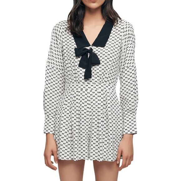 MAJE NWT Istel Bow-Print Jumpsuit - Ecru, Size Maje 40 / US Large, MSRP $375 - Picture 1 of 16